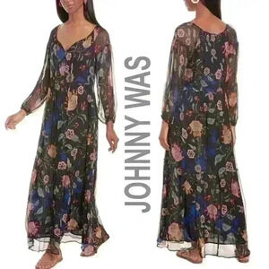 NWT - JOHNNY WAS - "Tauri" Silk Maxi Flowy Floral Dress